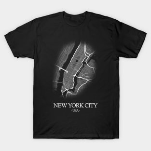 New York City Map - USA Cartography White T-Shirt